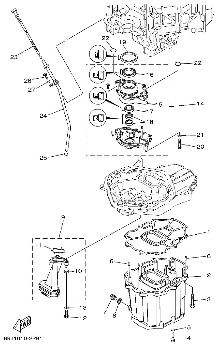 Yamaha A1 OIL PAN parts diagram